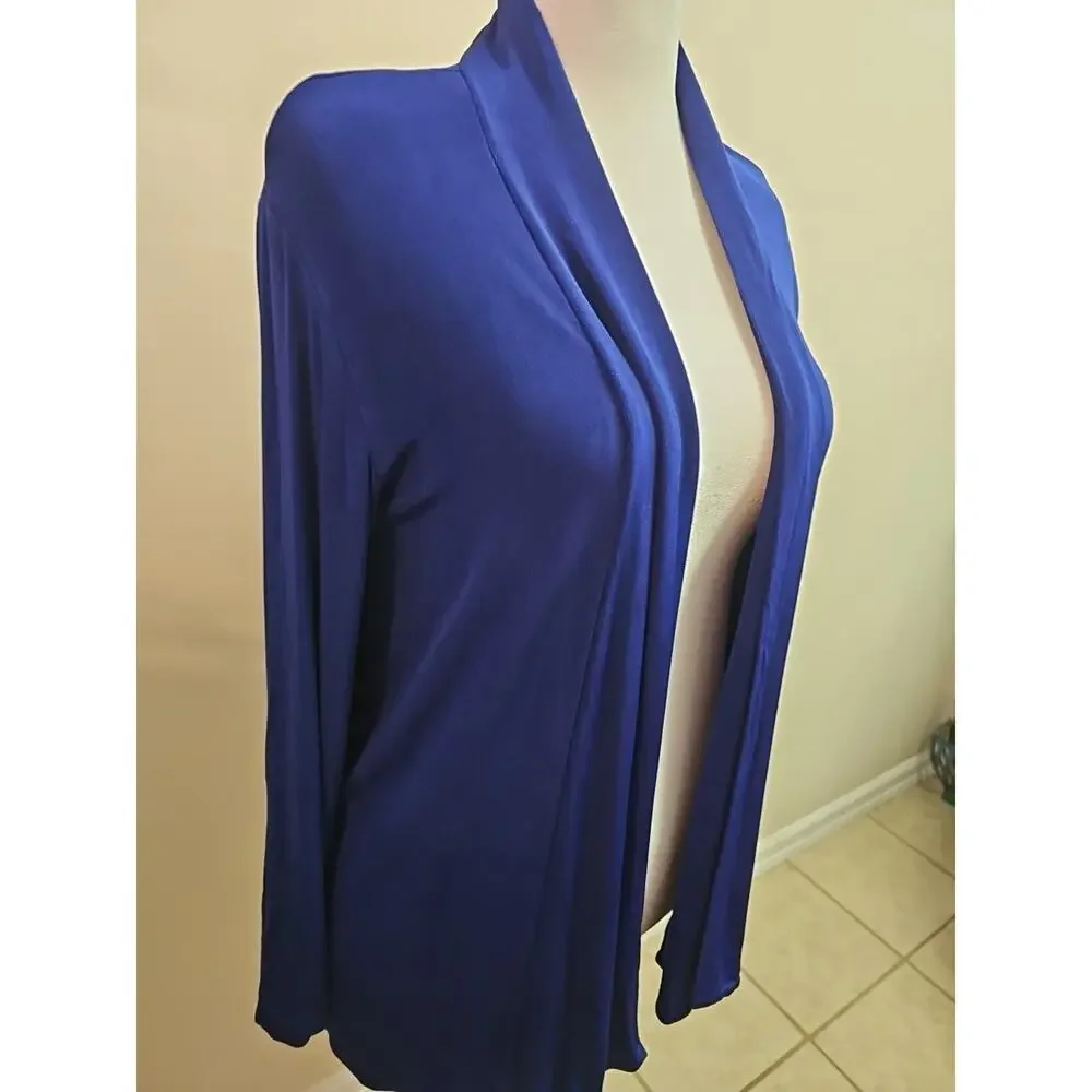 Chico’s Royal Blue Open Front Cardigan Sweater Size 2 (Large) Acetate Blend - Picture 4 of 5